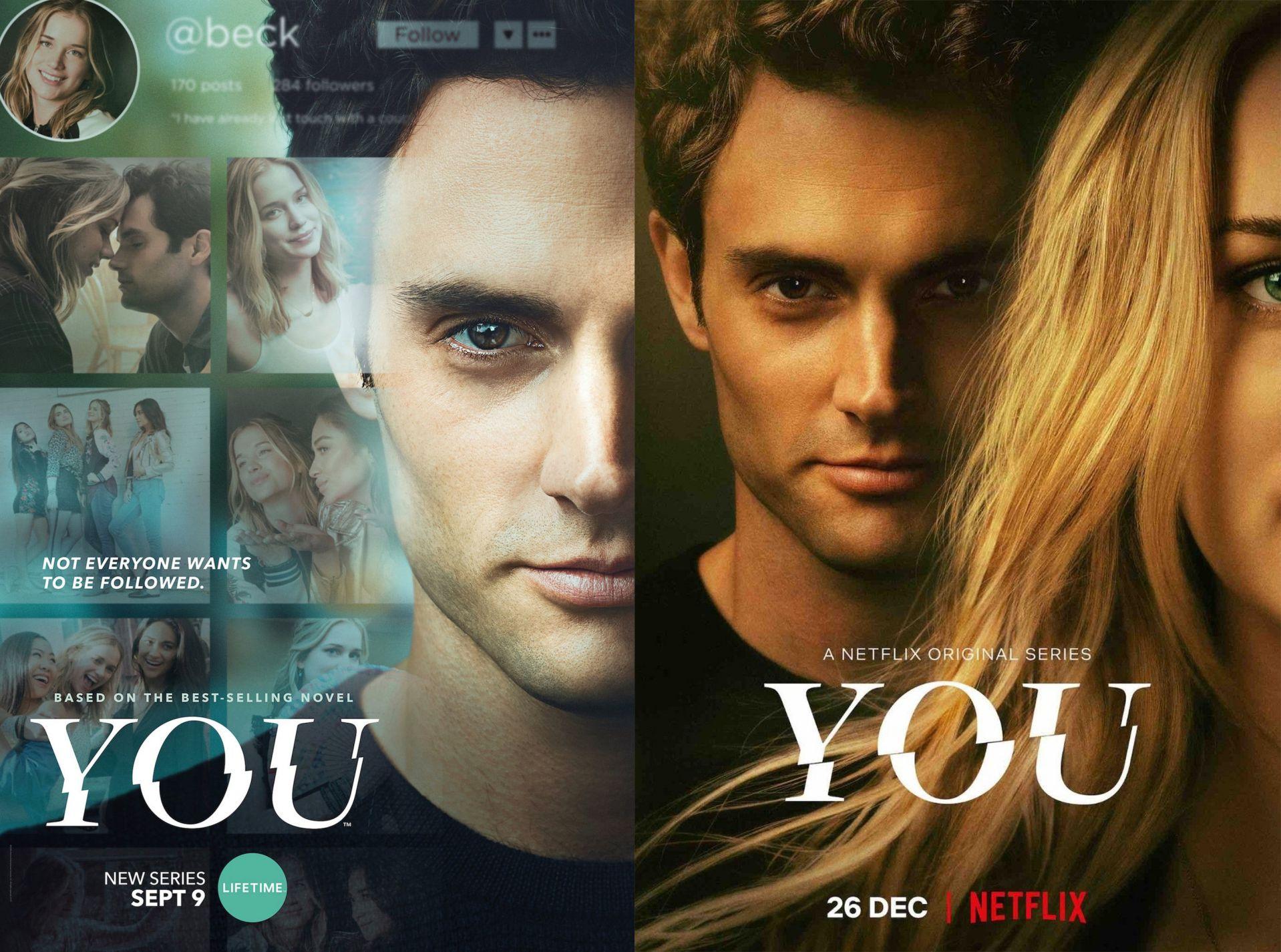 YOU Season One Poster, left is the Lifetime version, right is the Netflix version